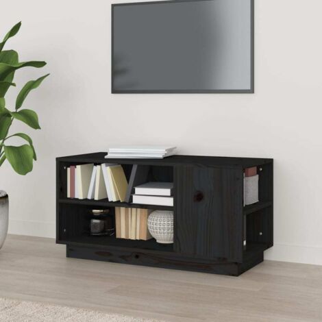 Meuble TV Noir 80x35x40,5 cm Bois de pin massif vidaXL