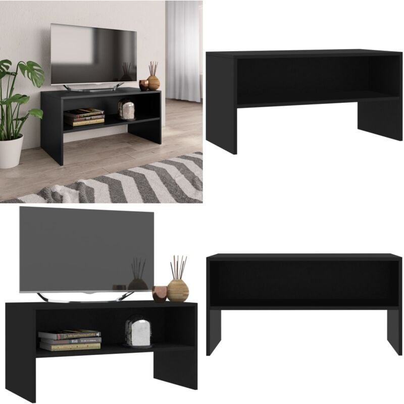 Vidaxl - Meuble tv Noir 80x40x40 cm Bois d'ingénierie - Meuble Tv - Meuble Téléviseur - Unité Tv - Télévision Stand - Meubles Salon - Home & Living