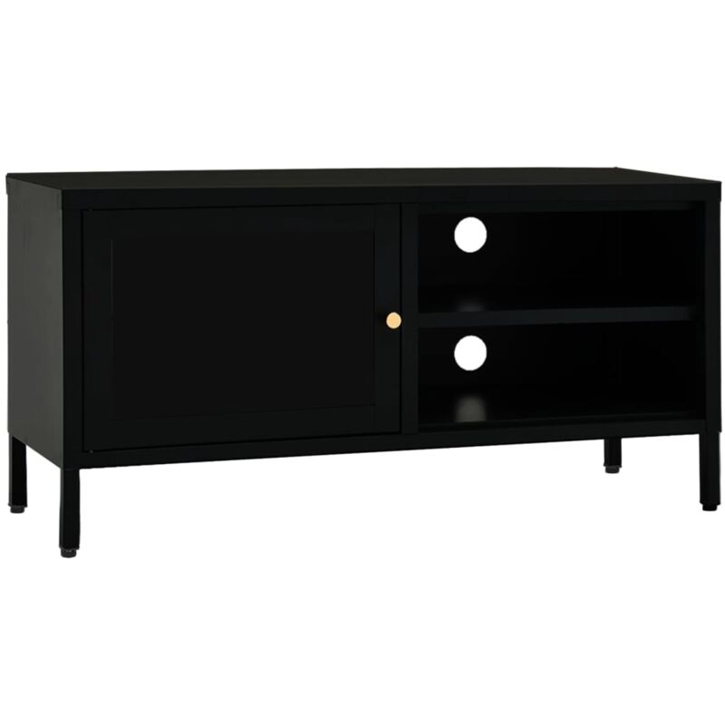 Vidaxl - Meuble TV Noir 90x30x44 cm Acier et verre