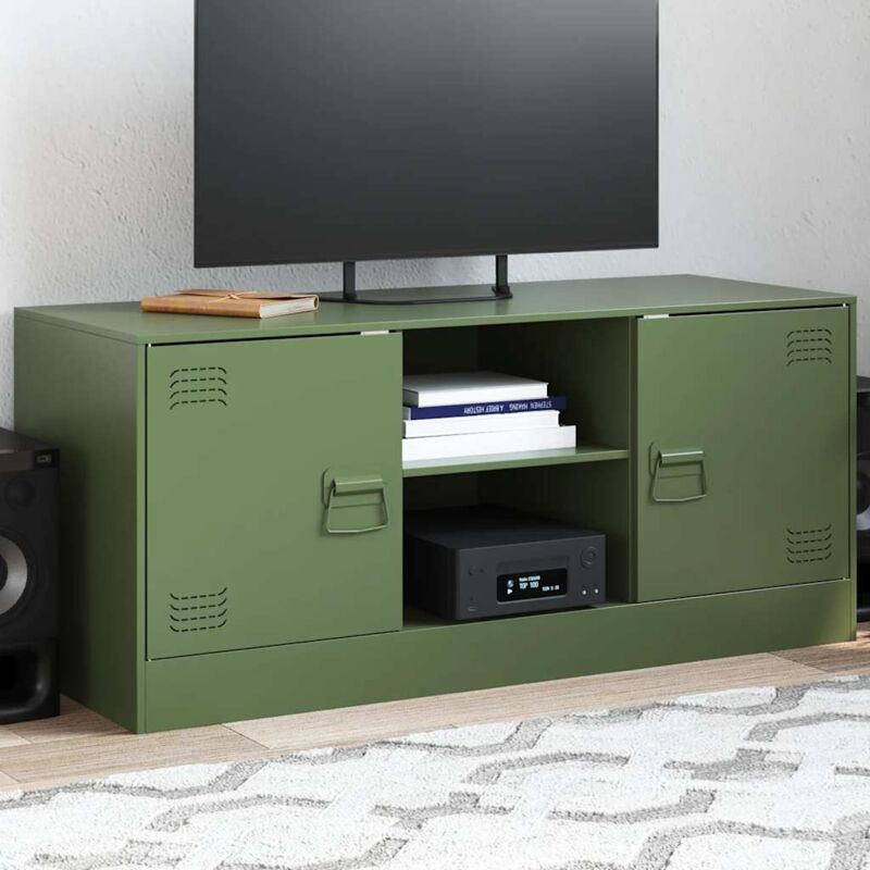 Vidaxl - Meuble tv vert olive 99x39x44 cm acier