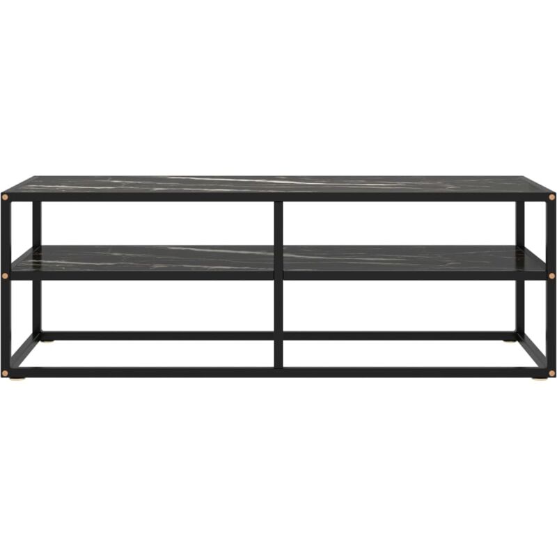 Vidaxl - Meuble tv noir avec verre marbre noir 120x40x40 cm