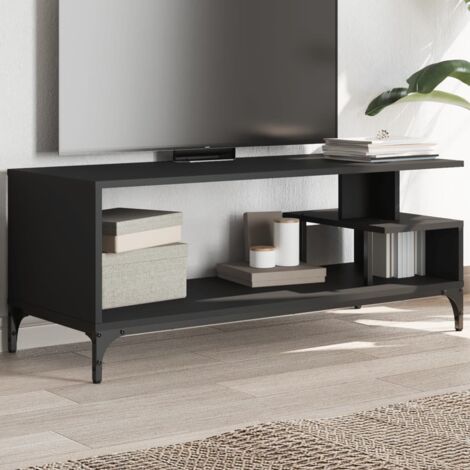 Meuble TV noir bois d'ingénierie et acier enduit de poudre vidaXL