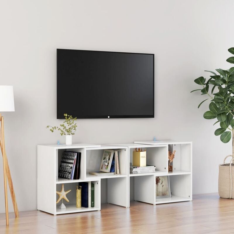 Vidaxl - Meuble tv Blanc brillant 104x30x52 cm Aggloméré