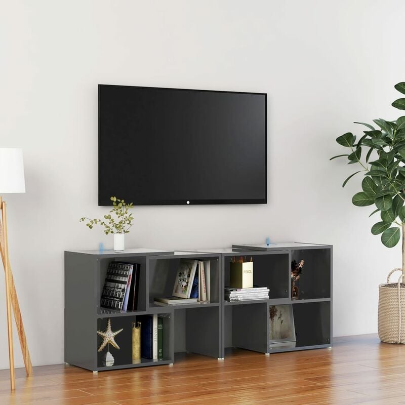 Meuble TV,Banc tv Gris brillant 104x30x52 cm Aggloméré Vidaxl