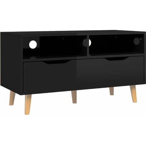 Meuble TV Noir brillant 90x40x48,5 Scandy