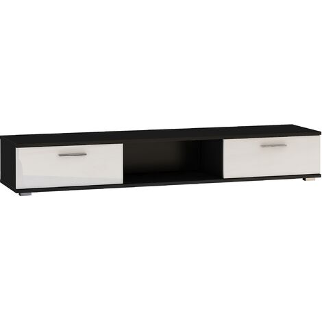Meuble TV noir et blanc brillant Flexa 176cm