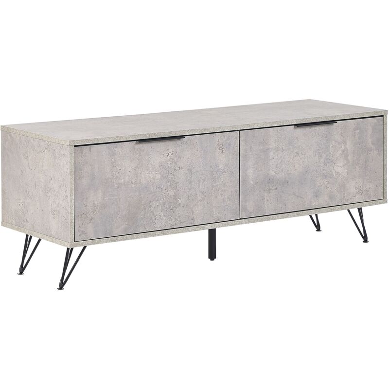 Beliani - Meuble tv Industriel 120 x 40 cm avec Armoires de Rangement Effet Béton Halston