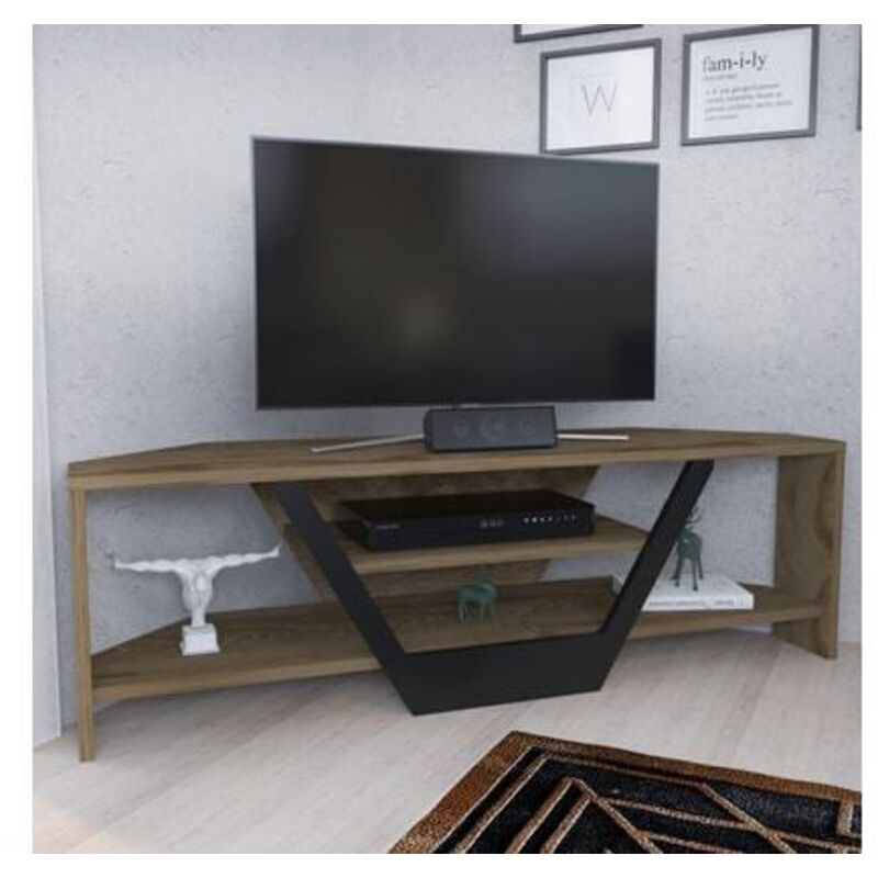 Meuble TV Norah 120cm Noir et Chêne foncé Meuble TV Norah 120cm Noir et Chêne foncé