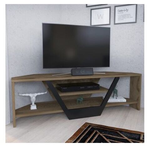 Meuble TV Norah 120cm Noir et Chêne foncé