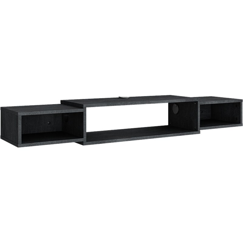 Meuble tv Nordic, Béton noir, 139.7 x 20.3 cm avec des étagères ouvertes, Vicco