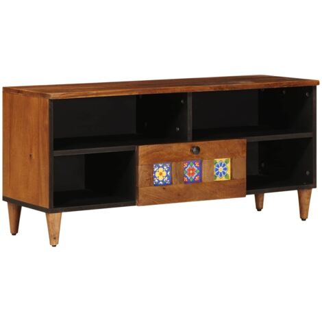 Meuble TV Noyer 100 x 33,5 x 46 cm Bois de mangue massif vidaXL