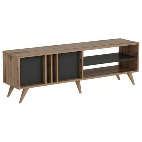 Meuble TV noyer anthracite 150x35x48h cm