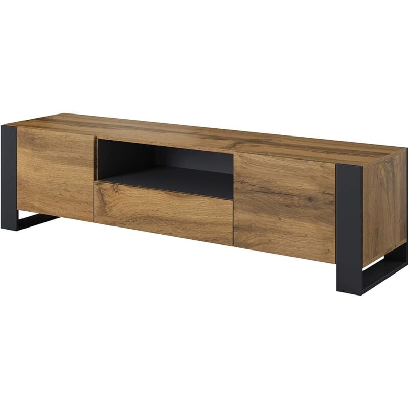 Bim Furniture - Meuble tv nunki 180 cm chêne wotan / anthracite
