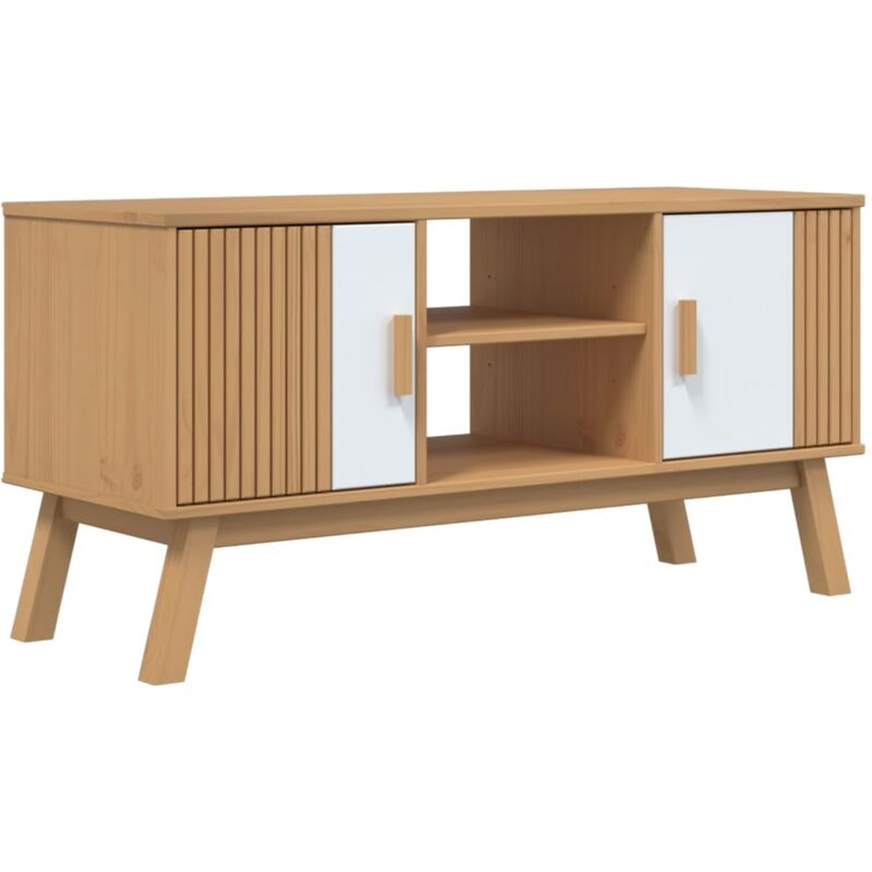 Vidaxl - Meuble tv olden blanc et marron 114x43x57 cm bois de pin massif
