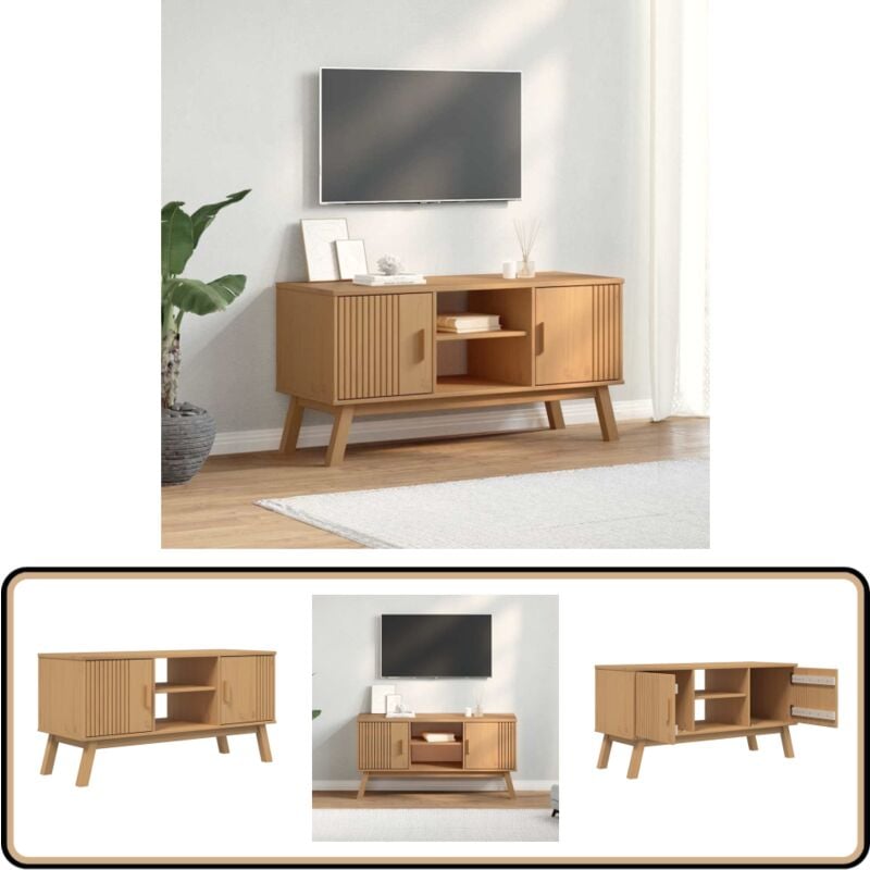 Vidaxl - Meuble tv olden marron 114x43x57 cm bois de pin massif - Meuble Tv Scandinave - Meuble Tv Bois - Meuble Tv Moderne - Meuble Tv Rangement