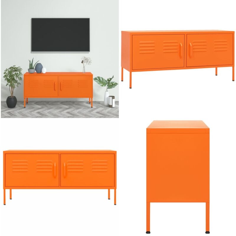 Vidaxl - Meuble tv Orange 105x35x50 cm Acier - Meuble Tv - Meuble Téléviseur - Support Tv - Unité Tv - Meuble Orange - Home & Living
