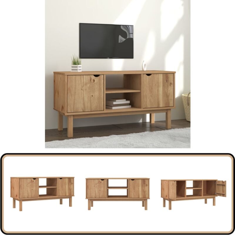 Vidaxl - Meuble tv otta 113,5x43x57 cm Bois de pin massif - Meuble Tv - Meuble Téléviseur - Meuble Scandinaves - Étagères Murales - Rangement Tv