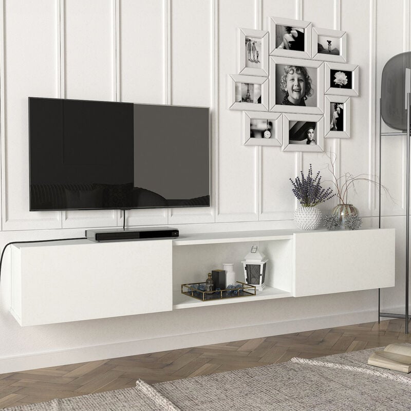 [en.casa] - Meuble tv Paltamo 180 x 31 x 29,5 cm blanc