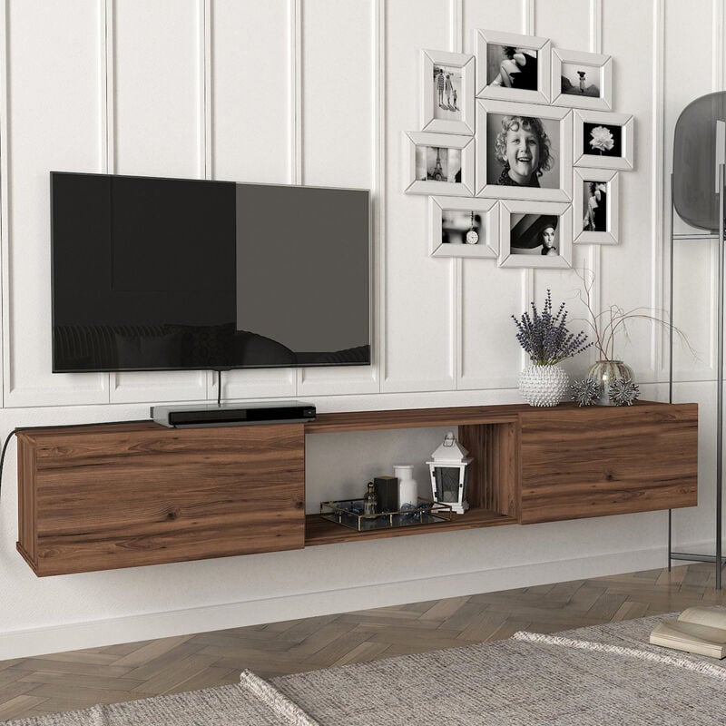 [en.casa] - Meuble tv Paltamo 180 x 31 x 29,5 cm effet chêne foncé