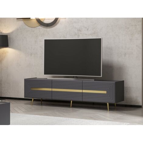 Meuble TV Parana L180cm Anthracite et Or