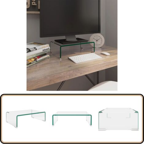 Meuble TV/pour moniteur 40x25x11 cm verre transparent - Support Tv - Meuble Tv - Stand Tv - Étagère Tv - Support Écran