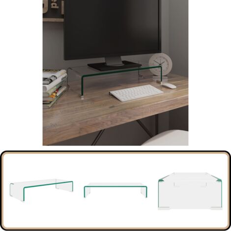 Meuble TV/pour moniteur 60x25x11 cm verre transparent - Support Tv - Meuble Tv - Stand Tv - Écran Plat - Rangement Media