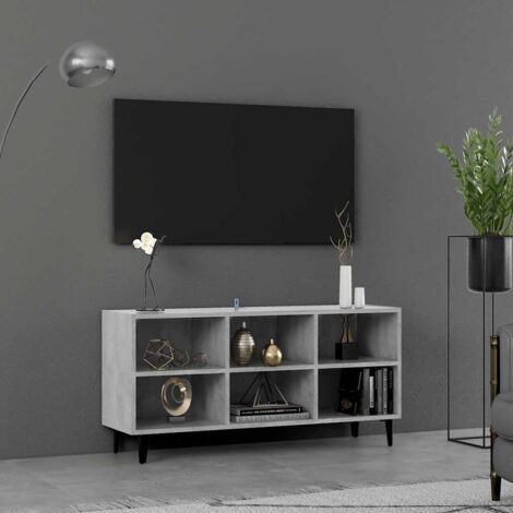 Meuble TV pour Salon - Armoire TV avec pieds en métal Gris béton 103,5x30x50 cm BV997007 - BonneVie