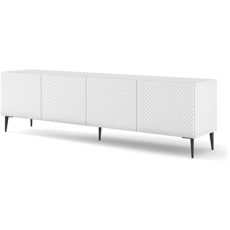 Ac-deco - Meuble tv 4 portes 200 cm Philaé Blanc