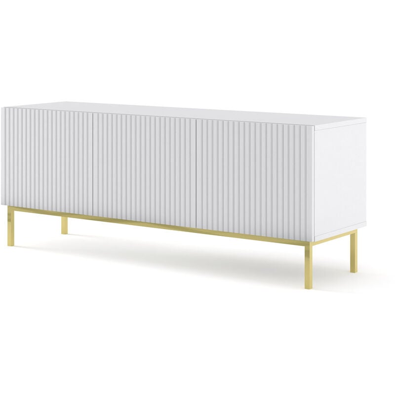 Bim Furniture - Meuble tv ravenna b 150 cm 3D fraisé blanc mat + cadre