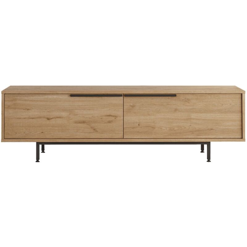Mobili Rebecca - Meuble tv Rebecca Mobili Puka 45x160x35,5 Panneau de particules Fer Chêne clair Gris Foncé Moderne Mobili Rebecca - Meuble tv Rebecca Mobili Puka 45x160x35,5 Panneau de particules Fer Chêne clair Gris Foncé Moderne