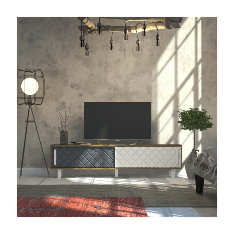 Azura Home Design - Meuble tv rob blanc et anthracite 180 cm