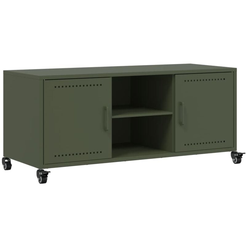 Vidaxl - Meuble tv vert olive 100,5x39x43,5 cm acier