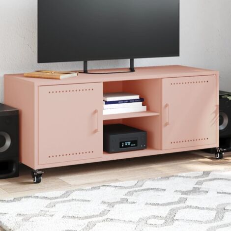 Meuble TV rose 100,5x39x43,5 cm acier laminé à froid vidaXL
