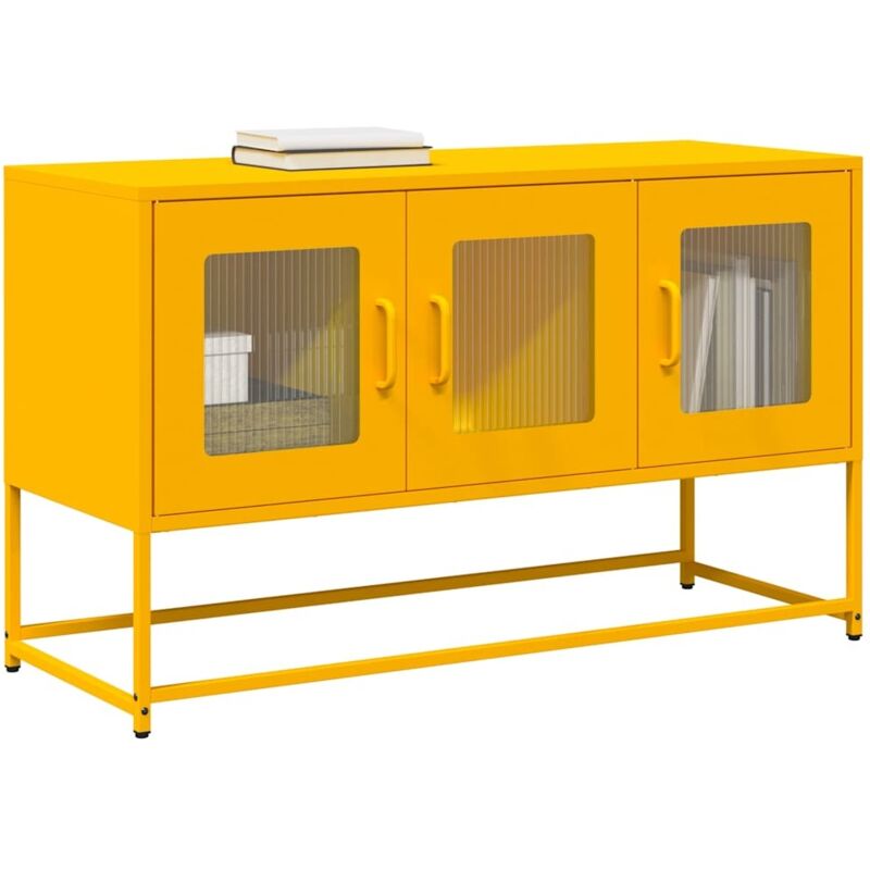 Vidaxl - Meuble tv jaune moutarde 100,5x39x60,5 cm acier laminé à froid