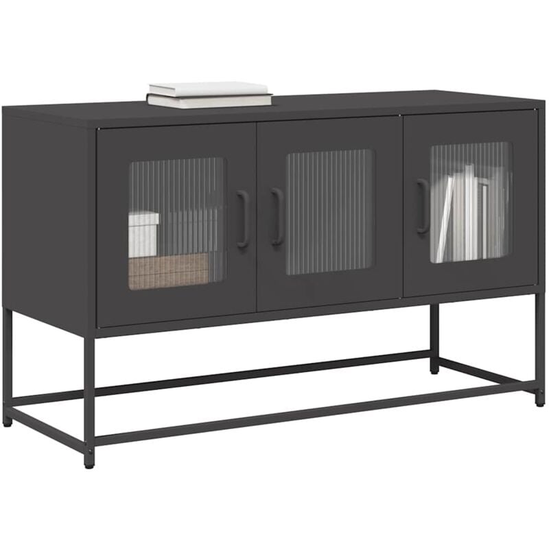 Vidaxl - Meuble tv noir 100,5x39x60,5 cm acier laminé à froid