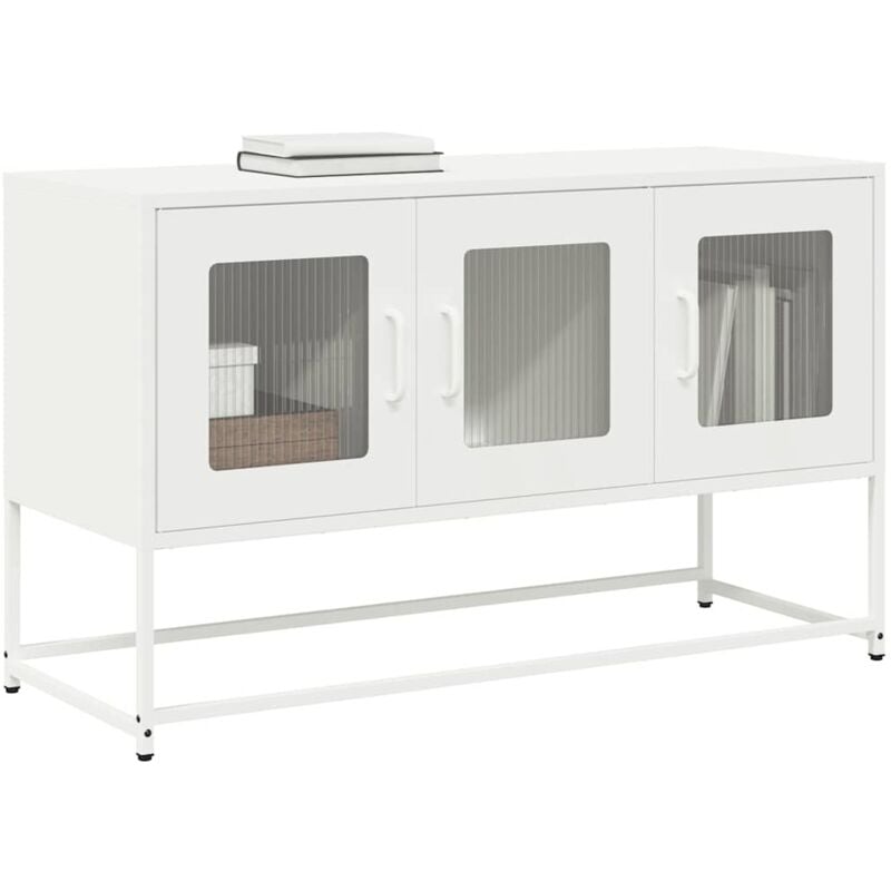 Vidaxl - Meuble tv blanc 100,5x39x60,5 cm acier laminé à froid
