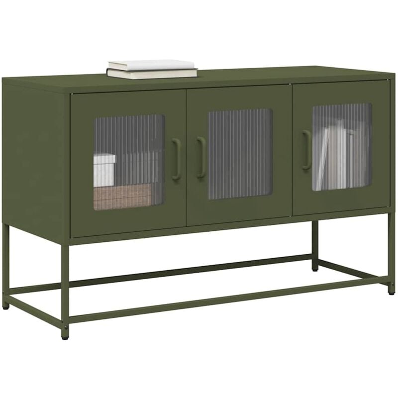 Vidaxl - Meuble tv vert olive 100,5x39x60,5 cm acier laminé à froid