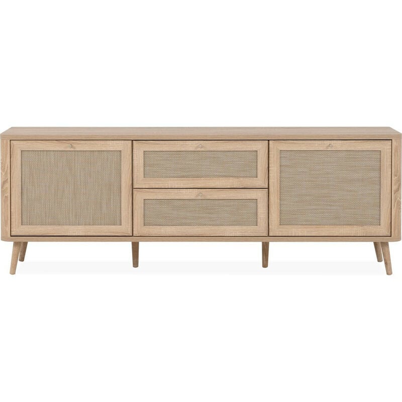 Meuble tv cannage et effet bois 175 cm - Padang