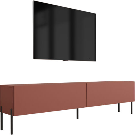 Meuble TV : Rouge Brique, 170 × 52 × 32 cm, pieds noires