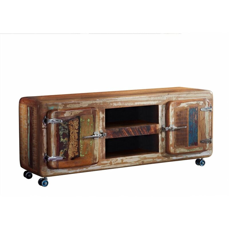 Meuble TV 135x40 Bois de récupération laqué Multicolore FREEZY 10