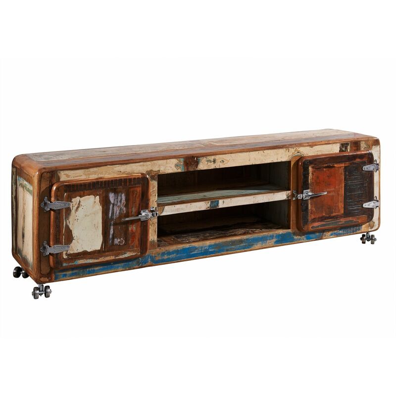 Massivmoebel24.de - Meuble TV 180x45 Bois de récupération laqué Multicolore FREEZY #32 - multicolore