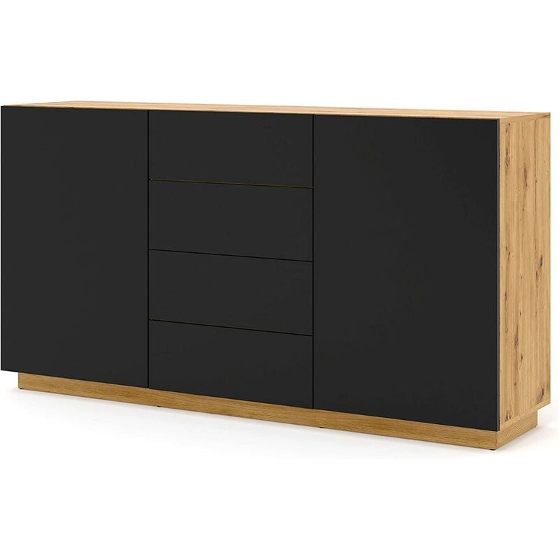 Bim Furniture - meuble tv salon aura 164x41x89cm chêne noir mat