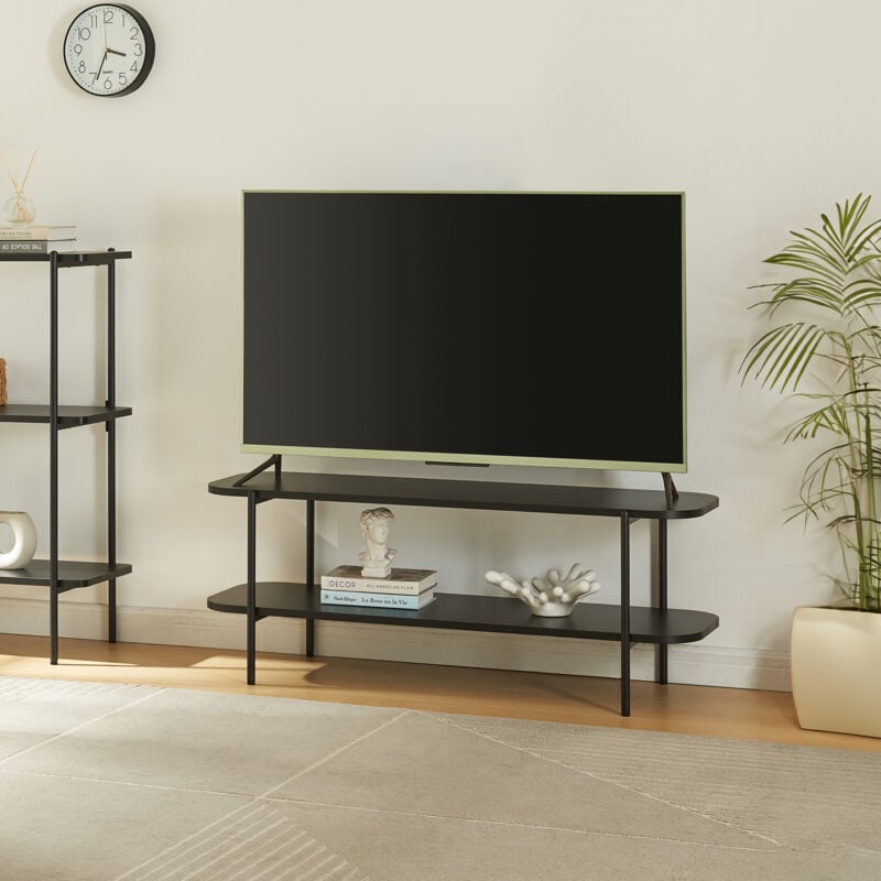 [en.casa] - Meuble tv Samnanger acier panneau de particules 120 x 40 x 45 cm noir