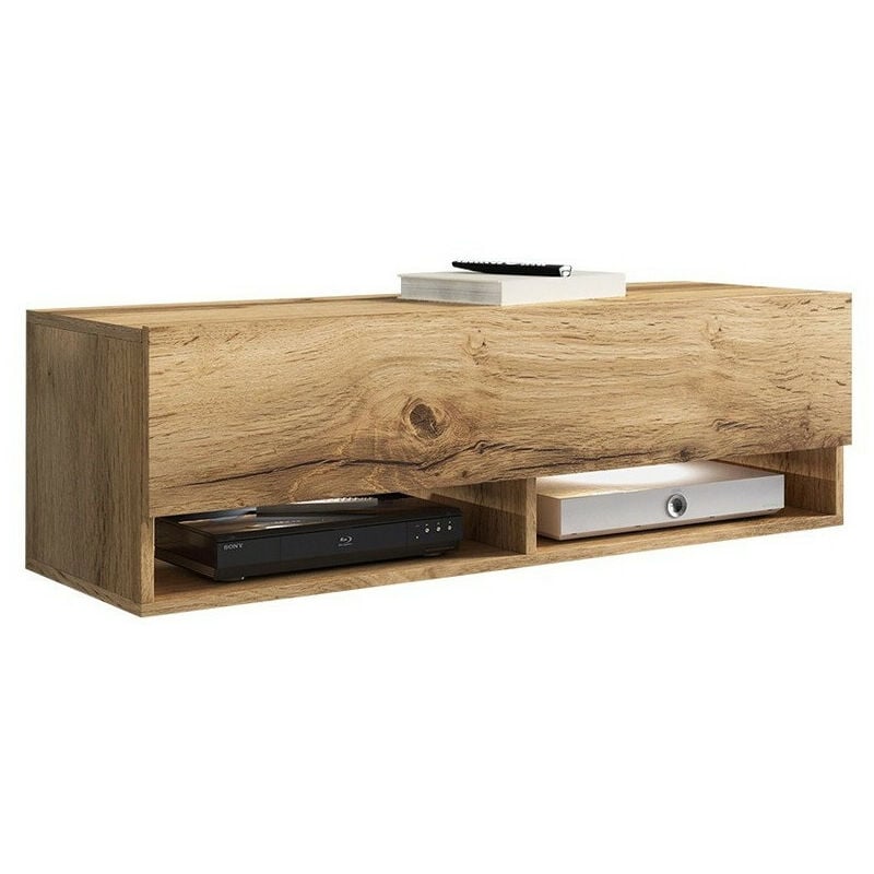 Meuble tv Sarasota 117, Chêne wotan, Le nombre de portes: 0, Nombre de tiroirs: 0, 100x30x33cm, led