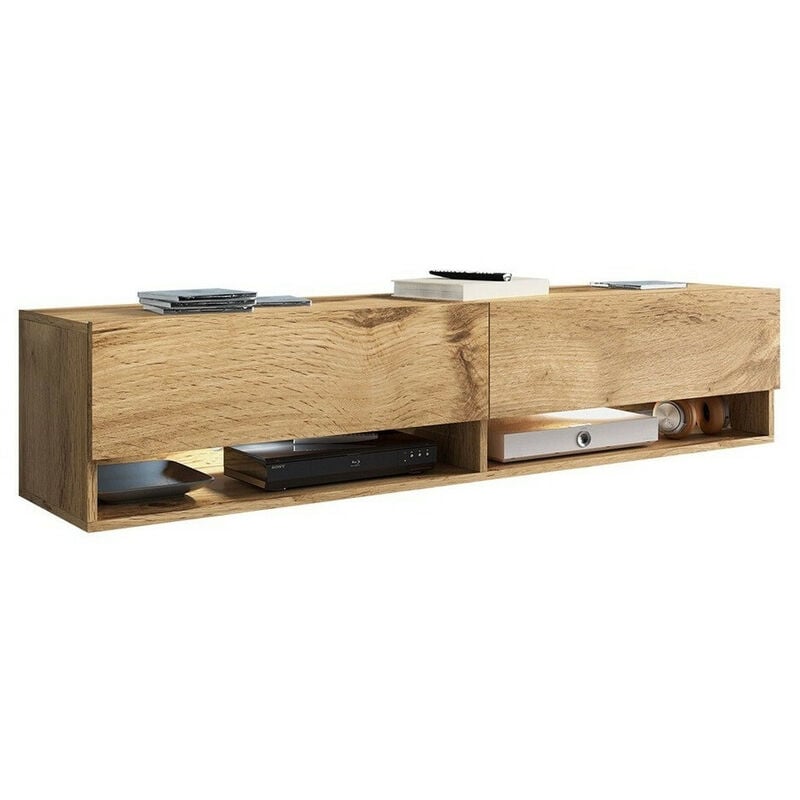 Meuble tv Sarasota 118, Chêne wotan, Le nombre de portes: 0, Nombre de tiroirs: 0, 140x30x33cm