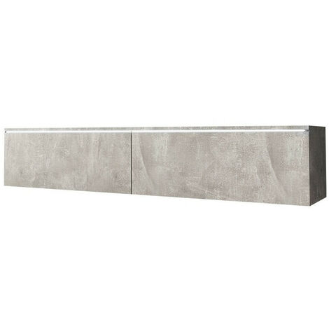 Meuble TV Sarasota 120, Béton, Le nombre de portes: 2, Nombre de tiroirs: 0, 140x30x33cm, LED