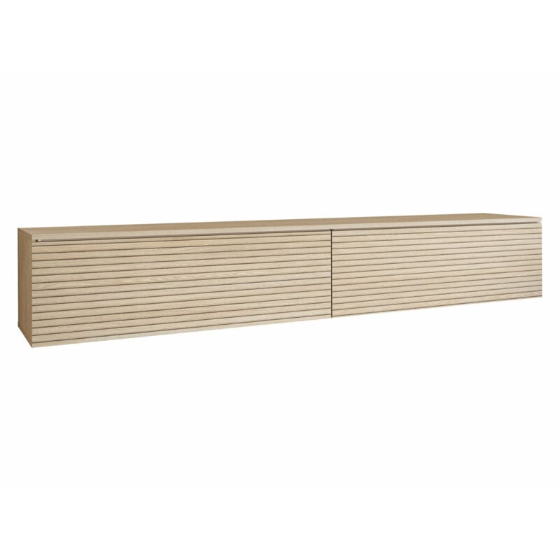 Meuble tv Sarasota 121, Chêne, Le nombre de portes: 0, Nombre de tiroirs: 0, 180x30x33cm, led