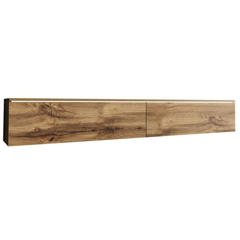 Meuble tv Sarasota 121, Chêne wotan, Le nombre de portes: 0, Nombre de tiroirs: 0, 180x30x33cm, led