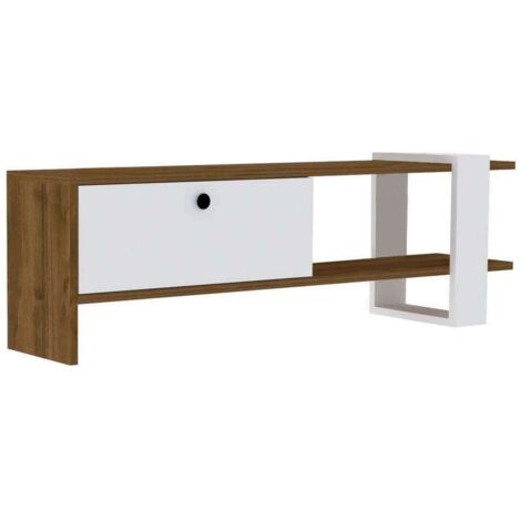 Meuble TV scandinave effet noyer 120 cm – Panneaux mélaminés – Rangement ouvert et fermé – Assemblage facile – Toilinux