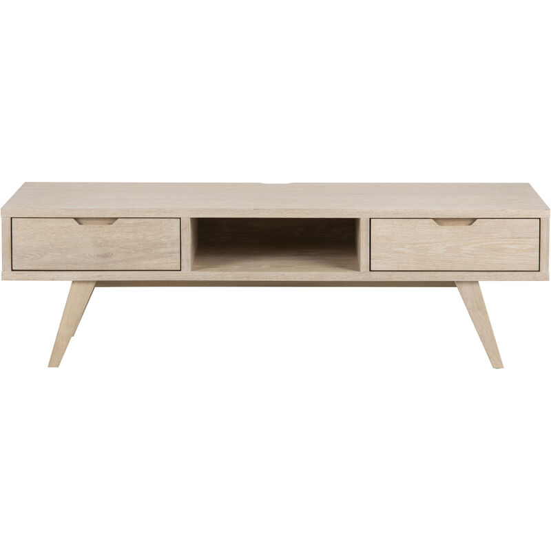 Hellin - A-Line Meuble tv avec 1 espace de rangement et 2 tiroirs, chêne.